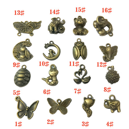 A Series of Charm 1: 10PCS Vintage Style Verdigris Bronze Butterfly Elephant charm - Unique Animal-Inspired Jewelry for Daily Wear & Gifting