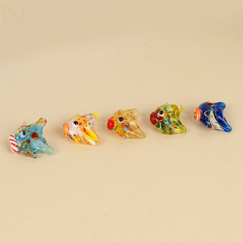 Straight-Hole Glass Fish Beads | Japanese Handmade Colored Glass Beads | DIY Jewelry Supplies for Bracelets, Necklaces