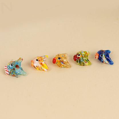 Straight-Hole Glass Fish Beads | Japanese Handmade Colored Glass Beads | DIY Jewelry Supplies for Bracelets, Necklaces