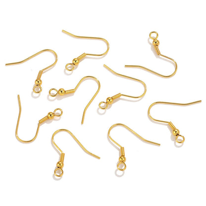 5Pairs Stainless Steel Spring Earrings Hooks with Beads | 18K Real Gold Plated Ear Wires, DIY Accessory for Earring Jewelry Making