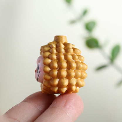 Natural Sandalwood Durian LABUBU Charm, Cute Cartoon Wooden Carved Bead, Handcrafted Solid Wood Pendant for DIY Jewelry Making