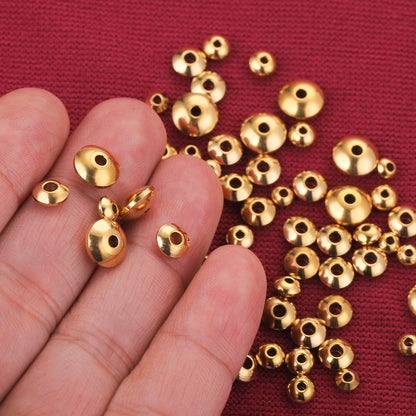 100PCS Stainless Steel Abacus Beads & Flying Saucer Beads - Vacuum Gold Plated Arc Beads, Spacer Beads & Positioning Beads for Jewelry Making, DIY Craft Supplies