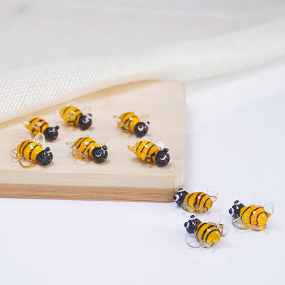 2PCS Handmade Glass Small Bee Beads | Insect & Animal Themed Loose Beads | DIY Bracelet & Necklace Craft Accessories