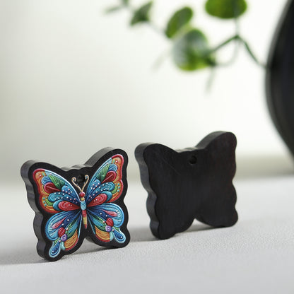 Black Sandalwood Painted Butterfly Pendant - Necklace Charm for Women