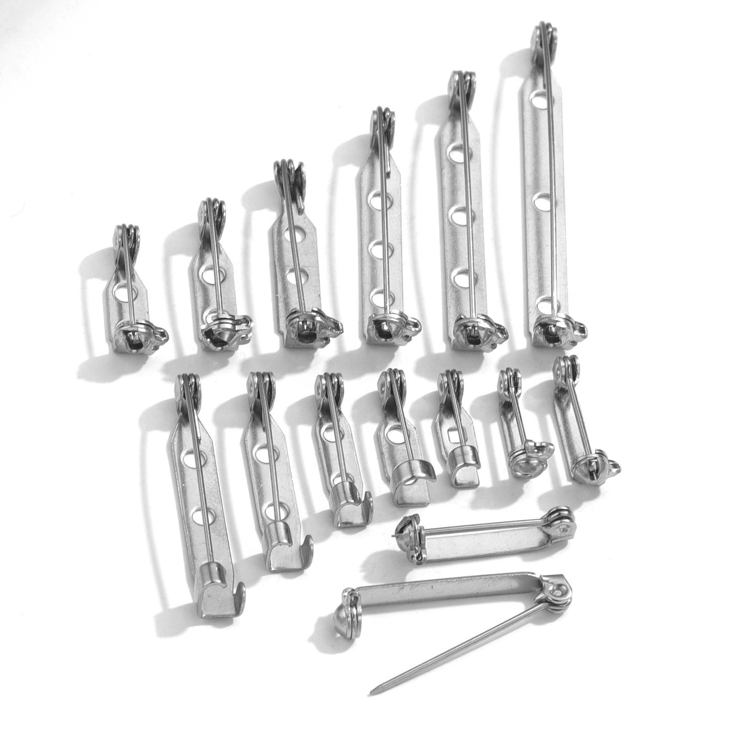 50PCS Stainless Steel Brooch with Safety Lock - Waterproof Titanium Steel Clasp, DIY Badge Pin Findings