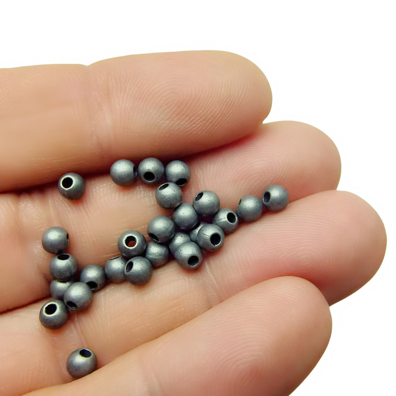 100PCS Vintage Solid  Round Beads, Retro Metal Spacer Beads for DIY Jewelry Making, Silver Ball Loose Beads