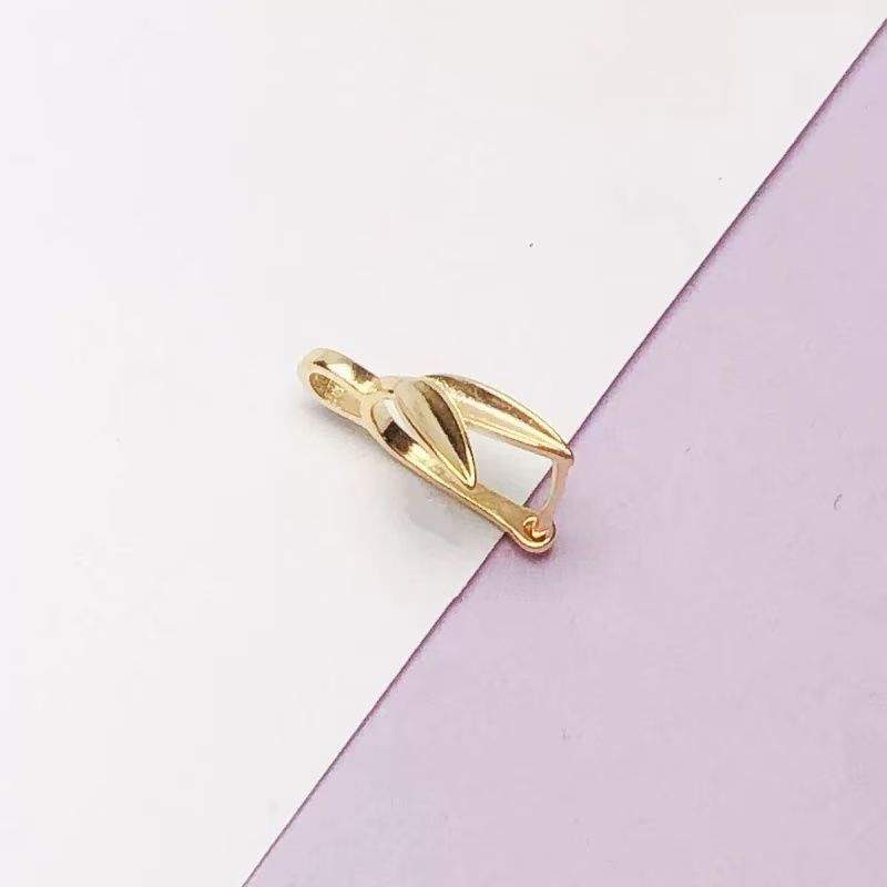 18K Minimalist Bamboo Leaf Pendant Connector, Gua-Zi Style Safety Clip for Jade & DIY Pendants, Jewelry Making Findings