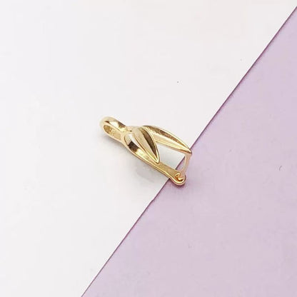 18K Minimalist Bamboo Leaf Pendant Connector, Gua-Zi Style Safety Clip for Jade & DIY Pendants, Jewelry Making Findings