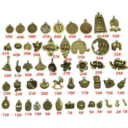 A Series of Charm 2: 10PCS Vintage Antique Bronze Pendants - Flower, Moon, Animal Shapes | DIY Jewelry Making Supplies, Craft Accessories for Necklaces/Bracelets