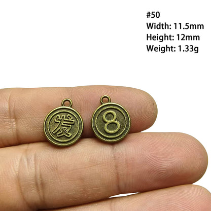 A Series of Charm 2: 10PCS Vintage Antique Bronze Pendants - Flower, Moon, Animal Shapes | DIY Jewelry Making Supplies, Craft Accessories for Necklaces/Bracelets