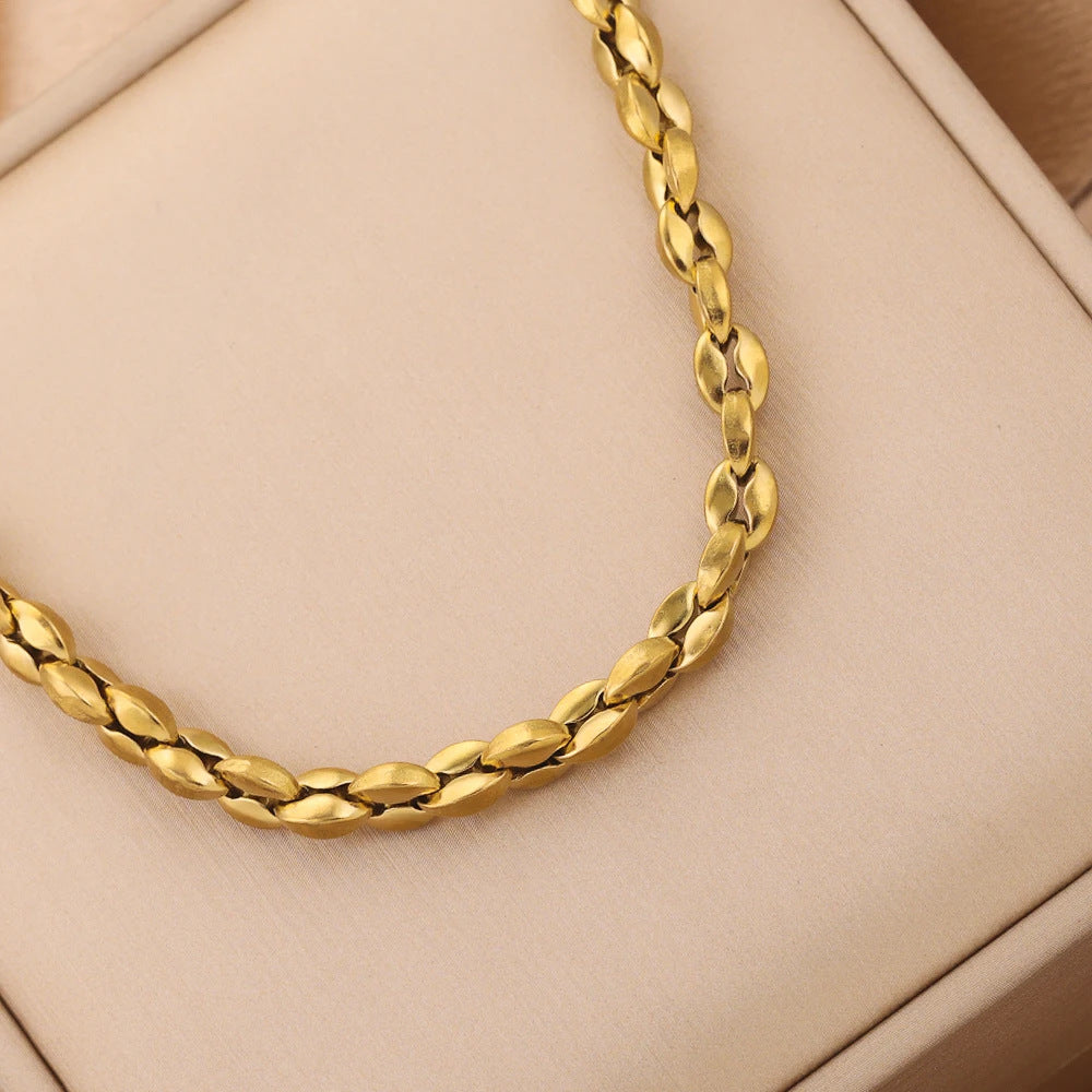 1 Meter Stainless Steel Chunky Chain, Titanium Gold Plated Button-Style Decorative Chain, DIY Necklace and Bracelet Jewelry Making Supplies