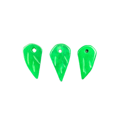 10PCS Natural Jade Leaf Beads, Green Jade Loose Leaf Pendants for DIY Bracelet, Necklace, Earring Jewelry Making Supplies