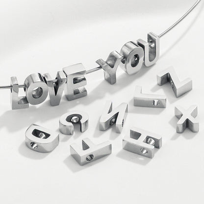 5PCS Stainless Steel 3D Letter Pendants - Minimalist & Stylish for Women's DIY Necklaces | Fashion Jewelry Findings
