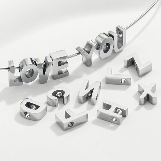 5PCS Stainless Steel 3D Letter Pendants - Minimalist & Stylish for Women's DIY Necklaces | Fashion Jewelry Findings