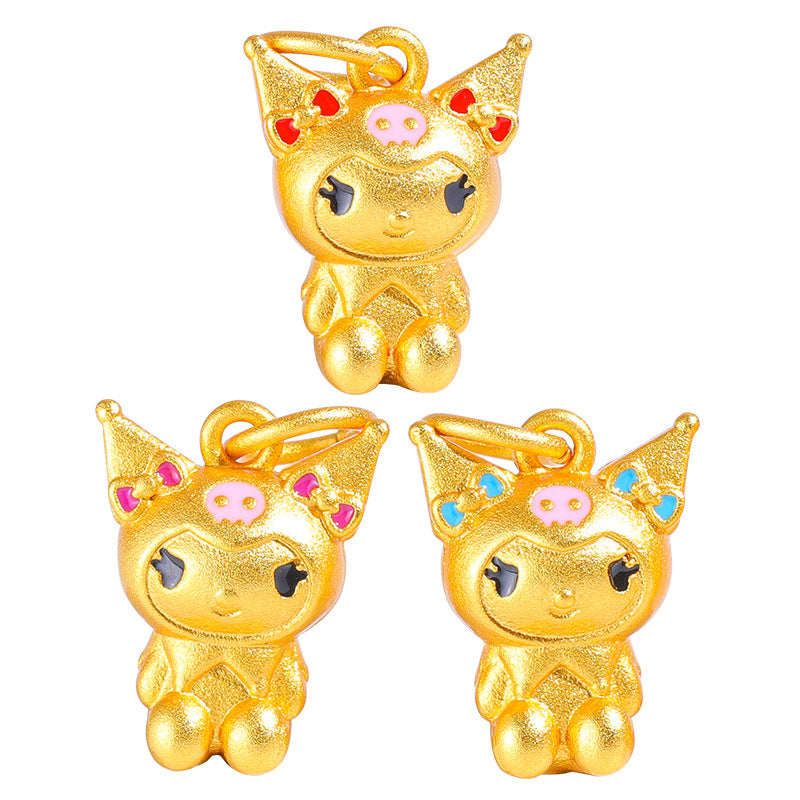Sandal Gold Kuromi Charm, DIY Jewelry Pendant, Cute Kawaii Accessory