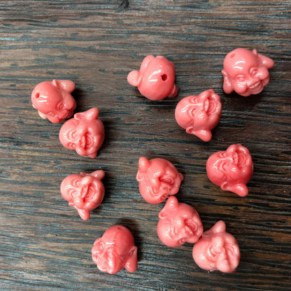 4PCS 11x14mm Pink Queen Conch Pressed Laughing Buddha Charms - Shell Embellishments for DIY Jewelry & Crafts