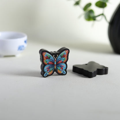 Black Sandalwood Painted Butterfly Pendant - Necklace Charm for Women