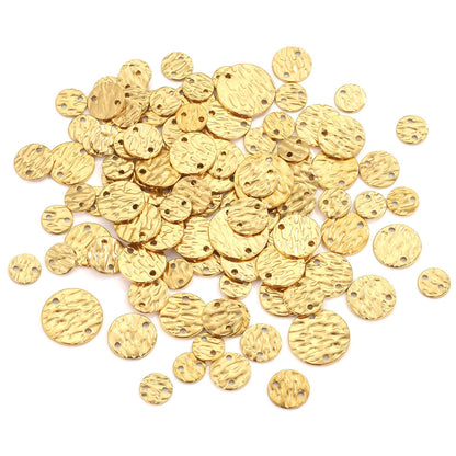 20PCS Stainless Steel Irregular Embossed Disc Pendants - Titanium Steel Holed Charms for DIY Earrings & Necklaces