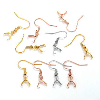 2Pairs Stainless Steel Earing Hook with Clips - Titanium Steel Pendant Earrings with Big Ear Clips
