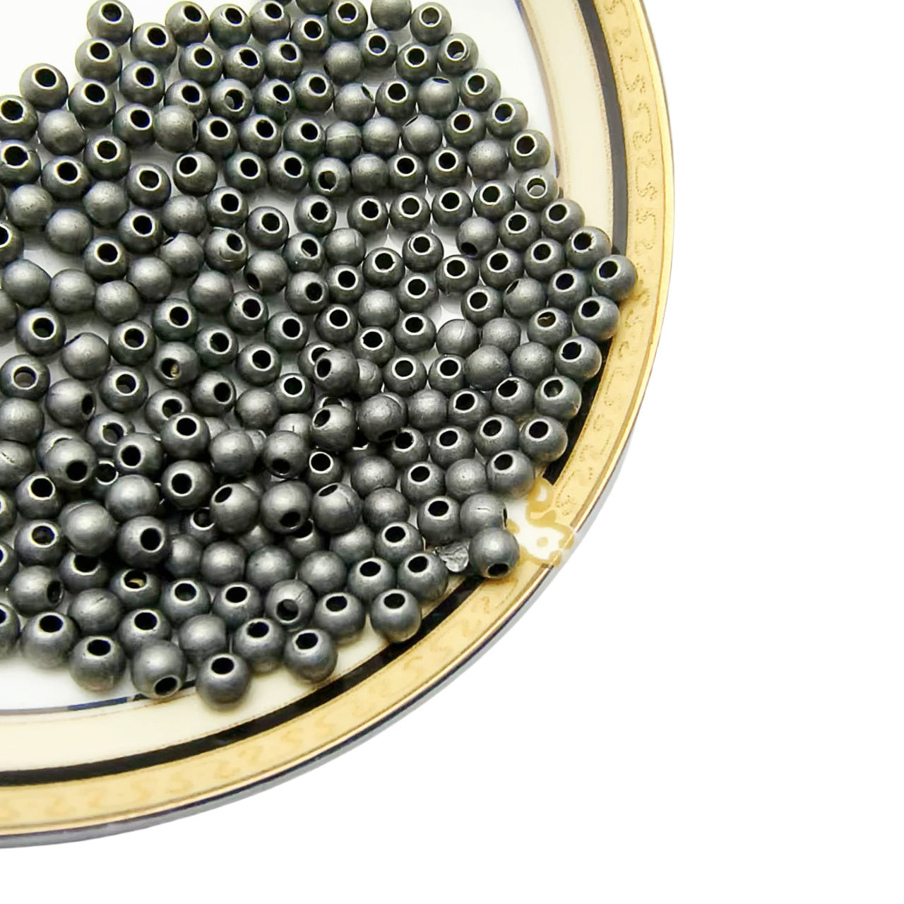 100PCS Vintage Solid  Round Beads, Retro Metal Spacer Beads for DIY Jewelry Making, Silver Ball Loose Beads