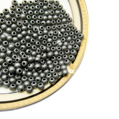 100PCS Vintage Solid  Round Beads, Retro Metal Spacer Beads for DIY Jewelry Making, Silver Ball Loose Beads