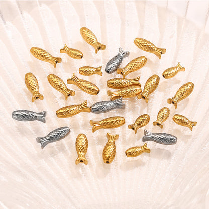 Stainless Steel Fish Spacer Beads - Polished Loose Beads for Necklace & Bracelet Making
