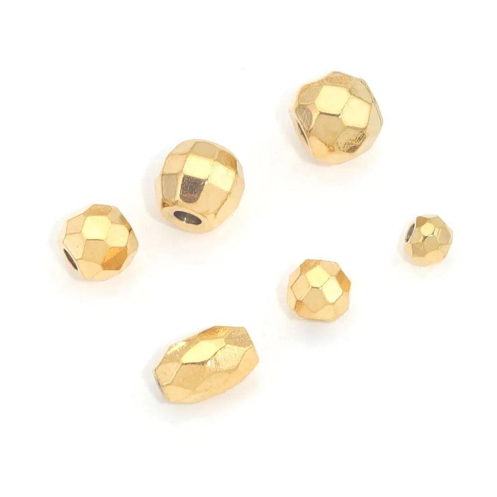 10PCS Stainless Steel (Titanium Steel) Faceted Beads & Domed Beads | Vacuum Gold-Plated Spacer Beads, DIY Jewelry Craft Supplies