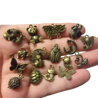 A Series of Charm 1: 10PCS Vintage Style Verdigris Bronze Butterfly Elephant charm - Unique Animal-Inspired Jewelry for Daily Wear & Gifting