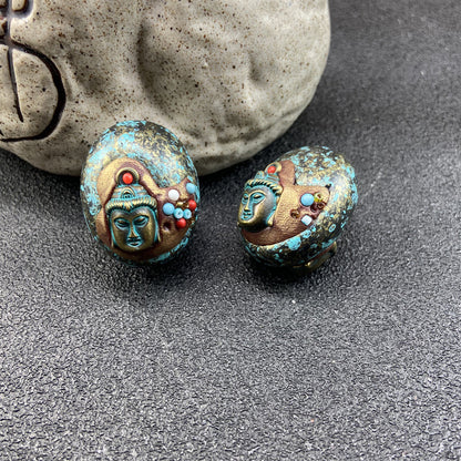 Nepal Style Guanyin Buddha Pendant, Tibetan Buddhist Amulet, Vintage Brass Buddha Charm, Spiritual Jewelry, Protection Talisman Necklace