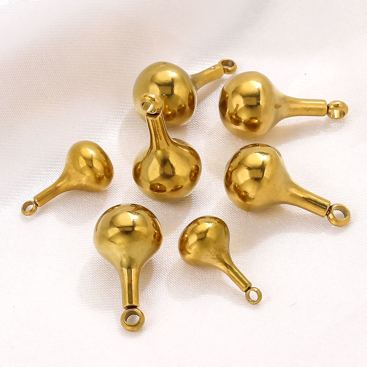 5PCS Stainless Steel Gourd Pendant, Unique Minimalist Charm, DIY Necklace Earring Jewelry Making Accessories