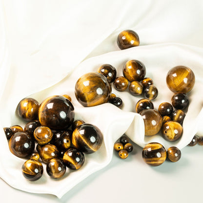 6mm/8mm Half Hole Tiger Eye Beads - Natural Gemstone Beads for DIY Earrings, Jewelry Making Supplies