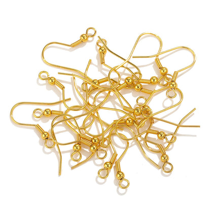 5Pairs Stainless Steel Spring Earrings Hooks with Beads | 18K Real Gold Plated Ear Wires, DIY Accessory for Earring Jewelry Making