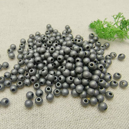 100PCS Vintage Solid  Round Beads, Retro Metal Spacer Beads for DIY Jewelry Making, Silver Ball Loose Beads