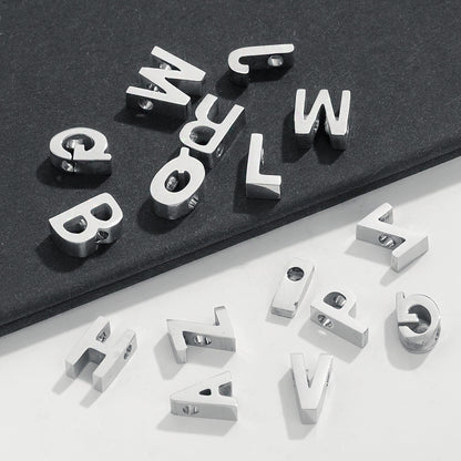 5PCS Stainless Steel 3D Letter Pendants - Minimalist & Stylish for Women's DIY Necklaces | Fashion Jewelry Findings