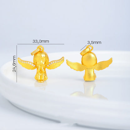 Sparkling Gold Angel Pendant, Dainty Crystal Angel Necklace, Guardian Angel Jewelry, Spiritual Gift for Her, Minimalist Angel Charm