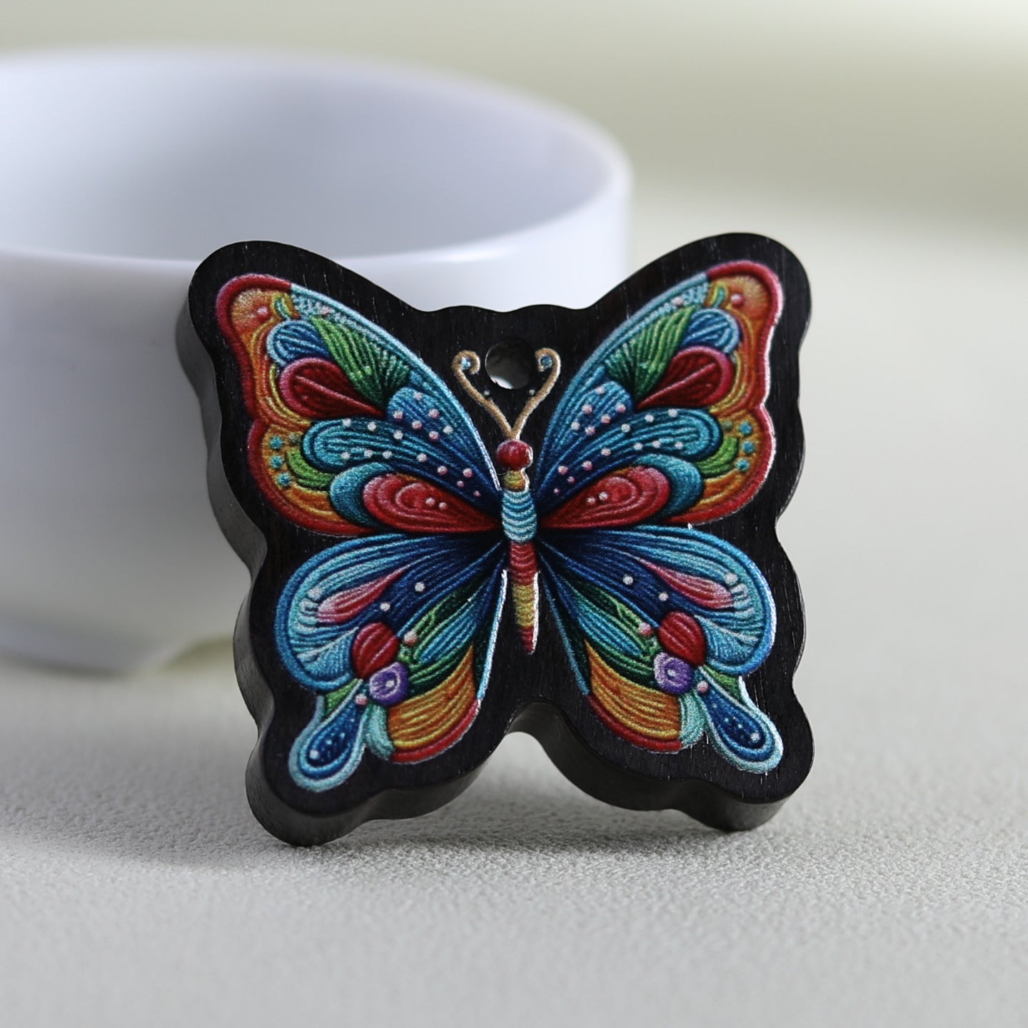 Black Sandalwood Painted Butterfly Pendant - Necklace Charm for Women
