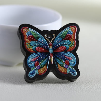 Black Sandalwood Painted Butterfly Pendant - Necklace Charm for Women