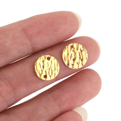 20PCS Stainless Steel Irregular Textured Round Pendant, Titanium Steel Disc Charm with Hole, DIY Earring Necklace Jewelry Making Supplies
