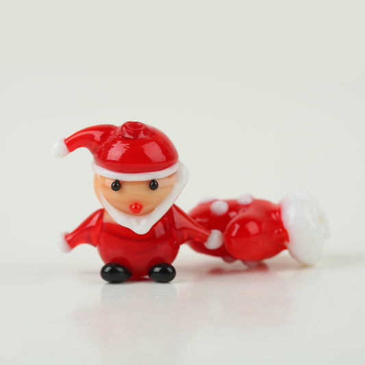 22*22mm Handmade Lampwork Glass Santa Bead, Christmas Glass Charm, Holiday Jewelry Making Supplies, DIY Bracelet Necklace Beads