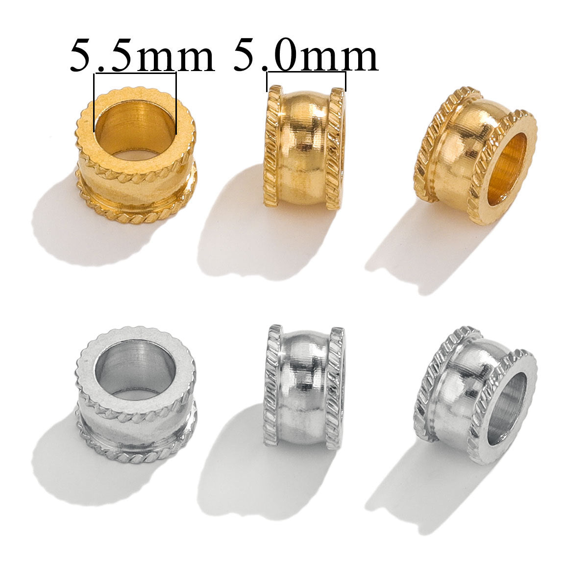 20PCS Stainless Steel Large Hole Beads, DIY Jewelry Making Supplies, Tarnish Resistant Spacer Beads, Fashion Findings for Bracelet Necklace