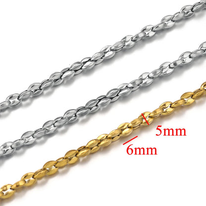 1 Meter Stainless Steel Chunky Chain, Titanium Gold Plated Button-Style Decorative Chain, DIY Necklace and Bracelet Jewelry Making Supplies