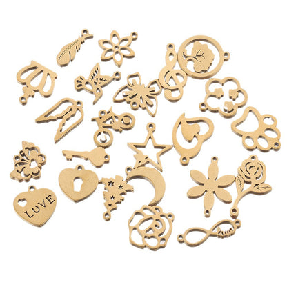 10PCS Stainless Steel Cutout Small Pendants | Moon, Star & Heart Charms, DIY Accessories for Earrings & Bracelets