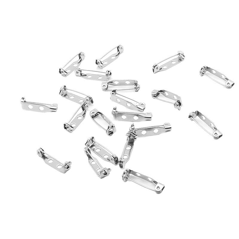 50PCS Stainless Steel Brooch with Safety Lock - Waterproof Titanium Steel Clasp, DIY Badge Pin Findings