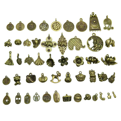 A Series of Charm 2: 10PCS Vintage Antique Bronze Pendants - Flower, Moon, Animal Shapes | DIY Jewelry Making Supplies, Craft Accessories for Necklaces/Bracelets