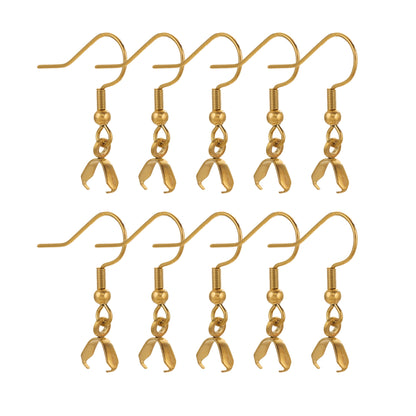 2Pairs Stainless Steel Earing Hook with Clips - Titanium Steel Pendant Earrings with Big Ear Clips