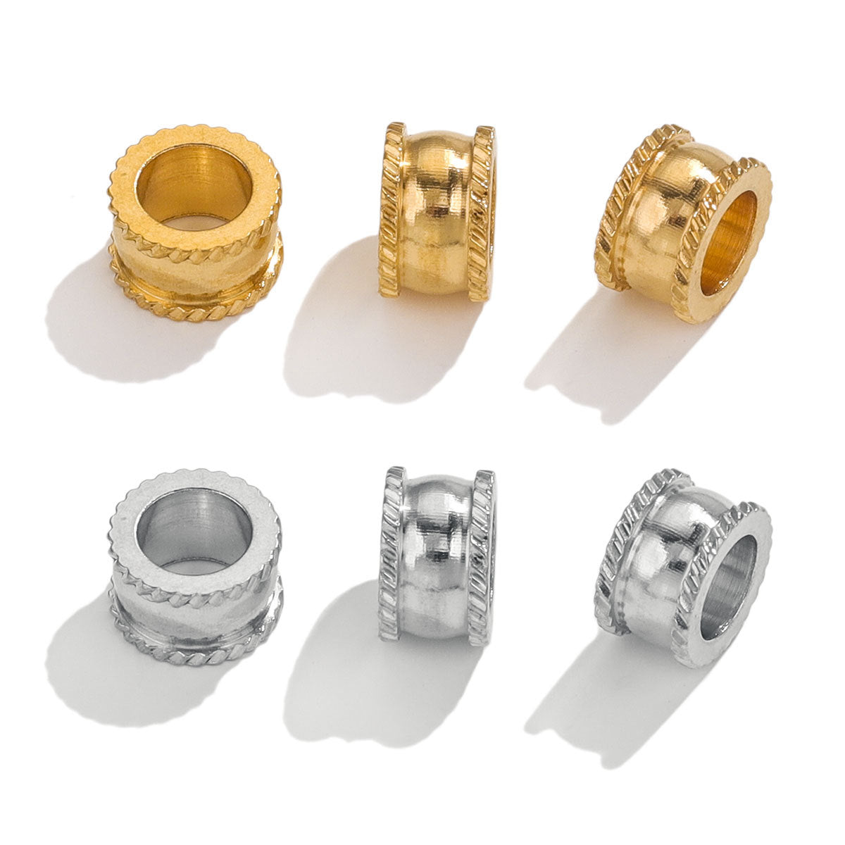 20PCS Stainless Steel Large Hole Beads, DIY Jewelry Making Supplies, Tarnish Resistant Spacer Beads, Fashion Findings for Bracelet Necklace