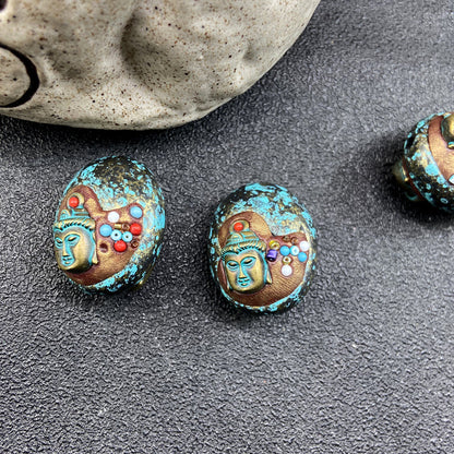 Nepal Style Guanyin Buddha Pendant, Tibetan Buddhist Amulet, Vintage Brass Buddha Charm, Spiritual Jewelry, Protection Talisman Necklace