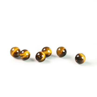 6mm/8mm Half Hole Tiger Eye Beads - Natural Gemstone Beads for DIY Earrings, Jewelry Making Supplies