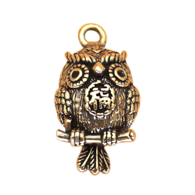 Vintage Brass Owl Pendant, Retro Bird Charm, Antique Brass Animal Decor, DIY Jewelry Pendant, Keychain or Home Decoration Accessory