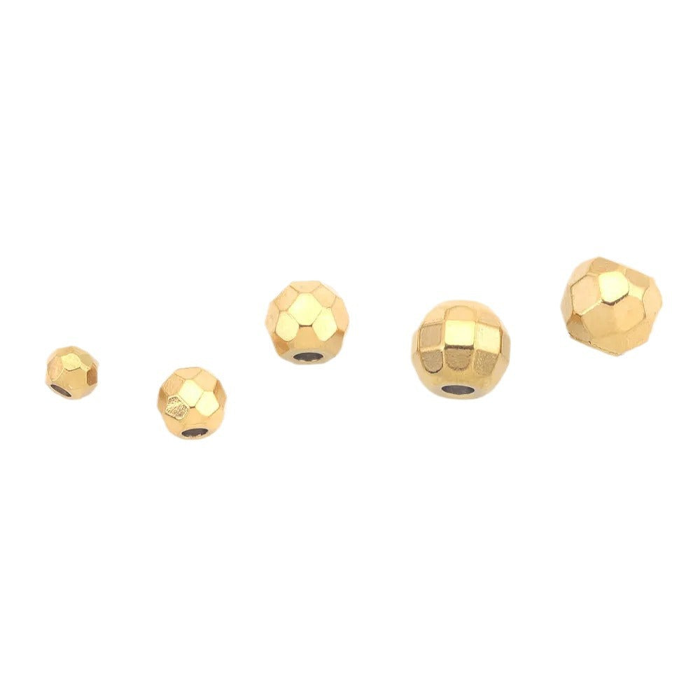 10PCS Stainless Steel (Titanium Steel) Faceted Beads & Domed Beads | Vacuum Gold-Plated Spacer Beads, DIY Jewelry Craft Supplies